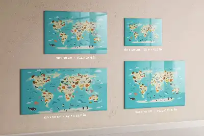 Beschreibbare Magnettafel mit Motiv Tierweltkarte