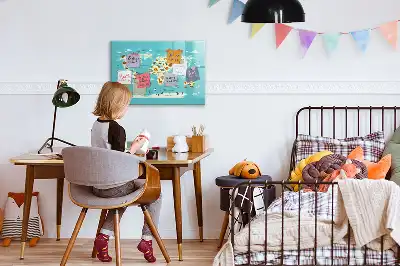 Beschreibbare Magnettafel mit Motiv Tierweltkarte