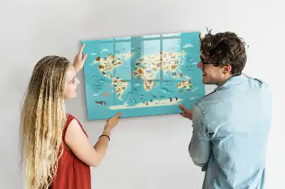 Beschreibbare Magnettafel mit Motiv Tierweltkarte