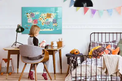 Beschreibbare Magnettafel mit Motiv Tierweltkarte