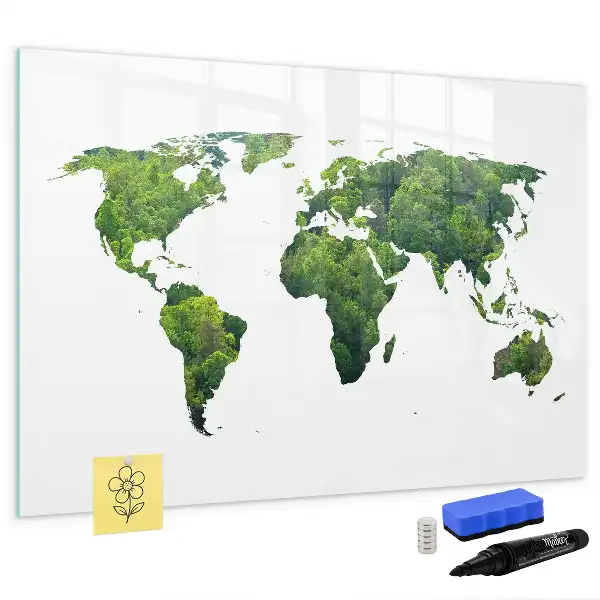 Ökologische Magnettafel Weltkarte beschreibbare Ausführung