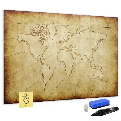 Schreib-Magnettafel mit Motiv Alte Weltkarte