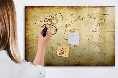 Schreib-Magnettafel mit Motiv Alte Weltkarte