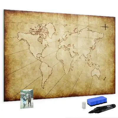 Schreib-Magnettafel mit Motiv Alte Weltkarte