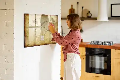 Schreib-Magnettafel mit Motiv Alte Weltkarte