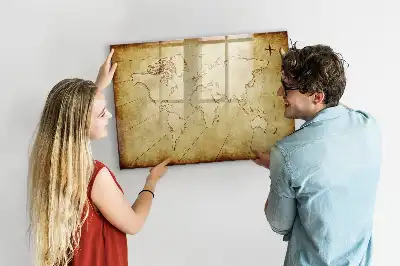 Schreib-Magnettafel mit Motiv Alte Weltkarte