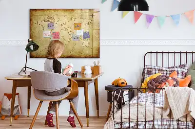 Schreib-Magnettafel mit Motiv Alte Weltkarte