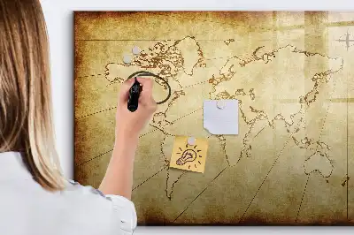 Schreib-Magnettafel mit Motiv Alte Weltkarte