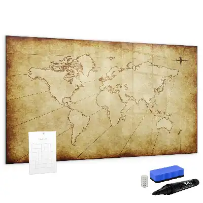 Schreib-Magnettafel mit Motiv Alte Weltkarte