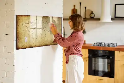 Schreib-Magnettafel mit Motiv Alte Weltkarte