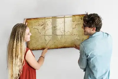 Schreib-Magnettafel mit Motiv Alte Weltkarte