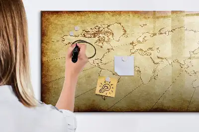 Schreib-Magnettafel mit Motiv Alte Weltkarte
