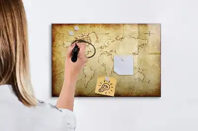 Schreib-Magnettafel mit Motiv Alte Weltkarte