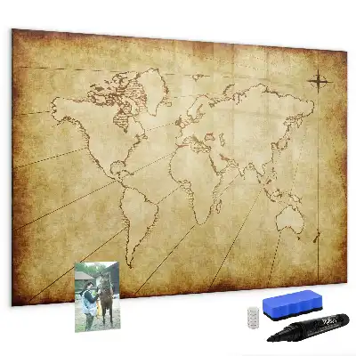 Schreib-Magnettafel mit Motiv Alte Weltkarte