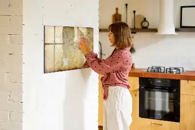 Schreib-Magnettafel mit Motiv Alte Weltkarte