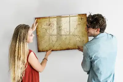Schreib-Magnettafel mit Motiv Alte Weltkarte