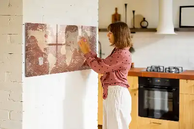 Schreib-Magnettafel mit Weltkartenmotiv auf Ziegeloptik