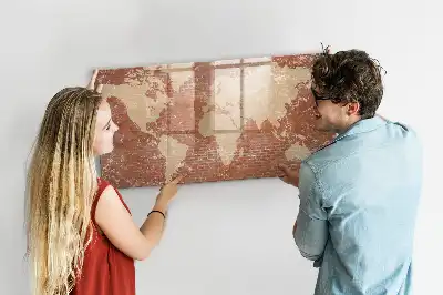 Schreib-Magnettafel mit Weltkartenmotiv auf Ziegeloptik