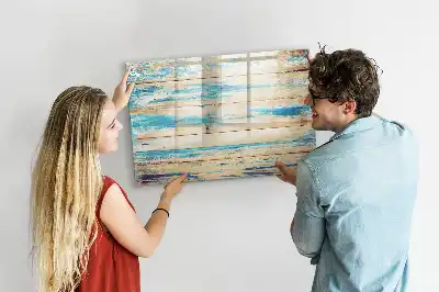 Schreib-Magnettafel in gestreiftem Holz-Design