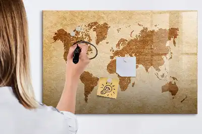 Beschreibbare Weltkarte im antiken Stil als magnetische Tafel
