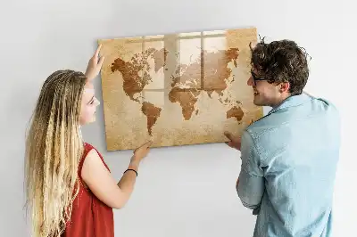 Beschreibbare Weltkarte im antiken Stil als magnetische Tafel