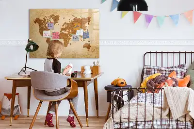 Beschreibbare Weltkarte im antiken Stil als magnetische Tafel