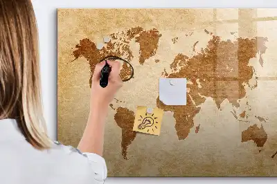 Beschreibbare Weltkarte im antiken Stil als magnetische Tafel