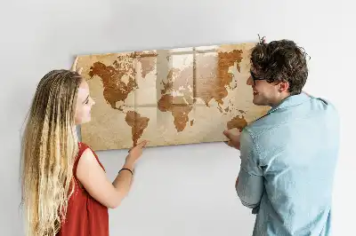 Beschreibbare Weltkarte im antiken Stil als magnetische Tafel