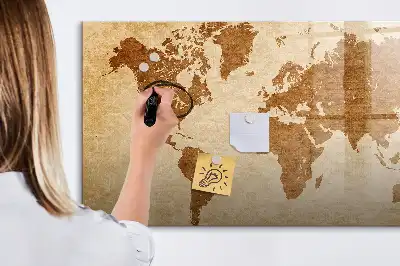 Beschreibbare Weltkarte im antiken Stil als magnetische Tafel