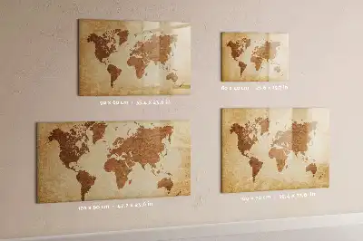 Beschreibbare Weltkarte im antiken Stil als magnetische Tafel