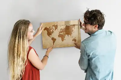 Beschreibbare Weltkarte im antiken Stil als magnetische Tafel