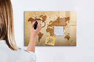 Beschreibbare Weltkarte im antiken Stil als magnetische Tafel