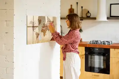 Beschreibbare Weltkarte im antiken Stil als magnetische Tafel