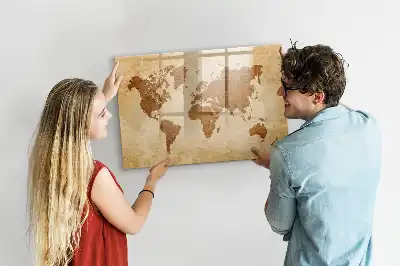 Beschreibbare Weltkarte im antiken Stil als magnetische Tafel