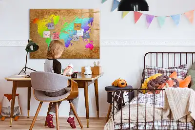 Beschreibbare Magnettafel in Form einer Regenbogen-Weltkarte