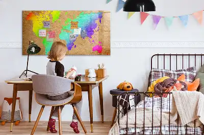 Beschreibbare Magnettafel in Form einer Regenbogen-Weltkarte