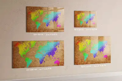 Beschreibbare Magnettafel in Form einer Regenbogen-Weltkarte