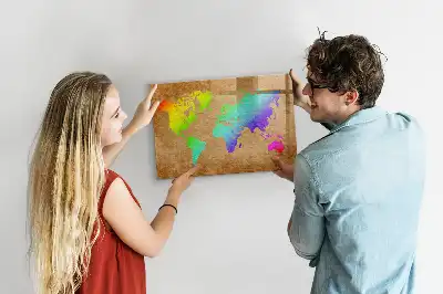 Beschreibbare Magnettafel in Form einer Regenbogen-Weltkarte
