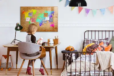 Beschreibbare Magnettafel in Form einer Regenbogen-Weltkarte