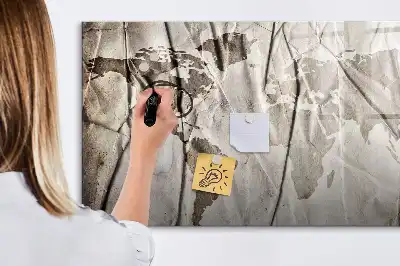 Beschreibbare Magnettafel mit Weltkartenmuster