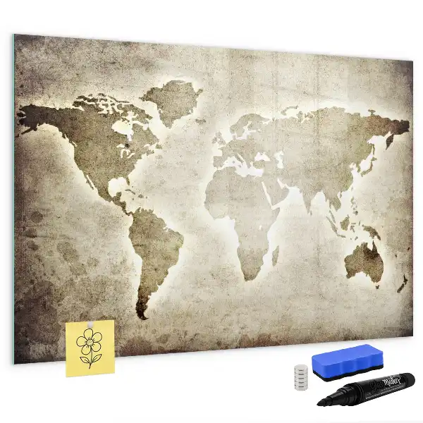 Magnetische Weltkarte mit Schreibtafel
