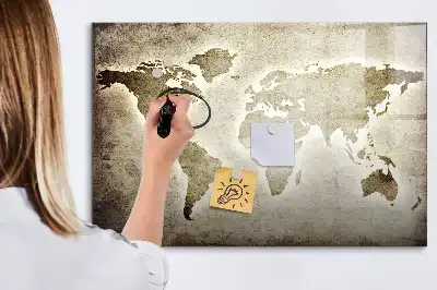 Magnetische Weltkarte mit Schreibtafel