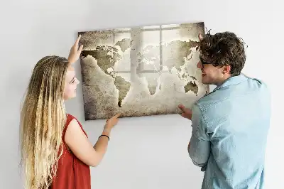Magnetische Weltkarte mit Schreibtafel