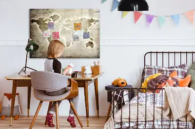 Magnetische Weltkarte mit Schreibtafel