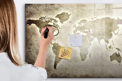 Magnetische Weltkarte mit Schreibtafel