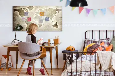 Magnetische Weltkarte mit Schreibtafel