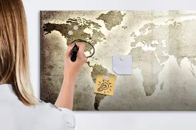 Magnetische Weltkarte mit Schreibtafel