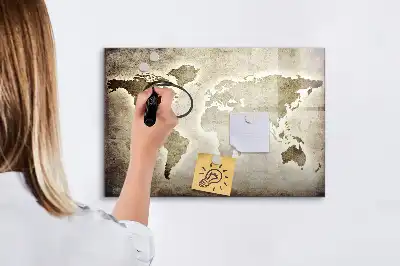 Magnetische Weltkarte mit Schreibtafel