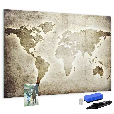 Magnetische Weltkarte mit Schreibtafel
