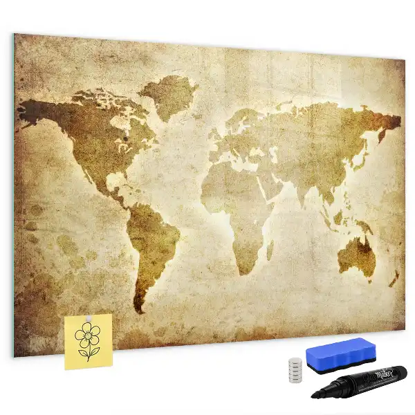 Beschreibbare Magnettafel mit Motiv Alte Weltkarte